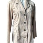 Michael Kors Cream Ruch Detail Short Trench Jacket Back Twist Sash, Sz 8 Tan Photo 4
