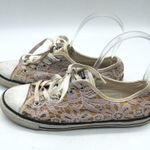 Converse Low Top Sneakers Lace Crochet Yellow Purple Womens 6 Photo 3