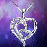 “Mom I Love You” Love Heart Necklace, 18" Special Jewelry Silver Photo 1