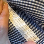 ZARA Women  Cropped Gingham Blouse XS Blue Black White Bow Sleeve Off Shoulder Photo 6