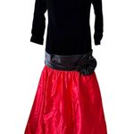Vintage 80s Victor Costa Velvet & Satin Long Formal Party Dress Size Large Red Photo 0