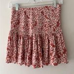 Mable Peachy Ditsy Smocked Floral Mini Skirt Pull On Elastic Waist Pink Photo 0