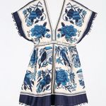 Farm Rio  Tropical Tiles Linen Blend Mini Dress Photo 14