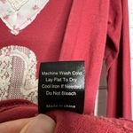POL  Boho Floral Lace V-Neck Long Sleeve Top Red Patchwork Tee Women’s Size Small Photo 6