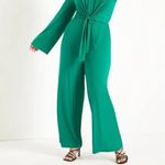 Eloquii New!  Tie Front Knit Jumpsuit green,‎ plus size 20 Photo 1