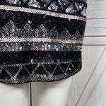 EXPRESS  Y2K Sequin Geometric Stripe Mini Skirt‎ Black Silver XS Photo 5