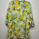 Club Z Collection Shirt Womens 1X Cotton Lightweight Tropical Beachy Coastal Yellow Photo 5