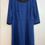Croft & Barrow NWT  Blue/Black Geometric Lace Long Sleeve Sheath Dress Size Large Photo 0