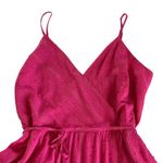 Francesca’s Blue Rain Christina Magenta Pink Clip Dot Surplice Mini Dress Large Photo 3