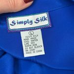 Vintage Simply Silk Royal Blue 100% Silk Wide Leg Pants Size Large Crop Length Photo 1