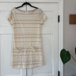 Sézane Sezane Diane Dress Beige Gold Cream Striped Mini Dress Size Medium Quiet Luxury Photo 1