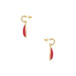 petit moments Hoop Tear Drop Earrings in Red New Womens Dangle Photo 1