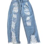 Princess Polly Distressed High Rise Ankle Straight Leg Jeans Blue Size 4 Photo 3