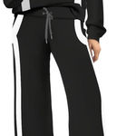 XIEERDUO Set Lounge Set Half Zip Sweatshirt & Wide Leg Sweatpant Tracksuit Black Size XS Photo 0