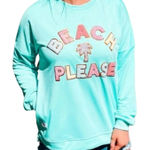 Simply Southern  Beach Please Sweatshirt Women’s size XXL 2X aqua Blue w/ pockets Photo 0