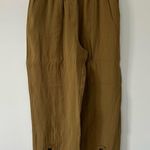 ZARA Tan Brown High Rise Wide Leg Pleated Pull On Cropped Trouser L NWT Photo 0