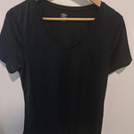 Athletic Works Womens Black V Neck Short Sleeve T Shirt Top Size L 12 14 Photo 0