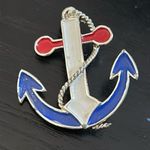 Vintage anchor brooch / pin in very good condition. Signed JJ (Jonette Jewelry) Blue Photo 0