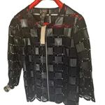 Chico's Travelers by  Jacket Full Zip Sheer Faux Leather Patchwork Navy Blue Size0 Photo 2