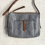 Fossil  Gemma Blue White Mermaid Fish Scale Print Coated Canvas Small Crossbody Photo 3