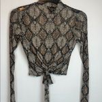 Windsor  Black and Gray Snake Print Tie-Front Blouse Photo 2