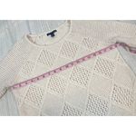American Eagle  Women's Sweater Crewneck Pullover Cream Cable Knit Size M Photo 10