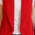 New Directions Curvy Red Open Knit Sleeveless Cardigan Vest Plus Size 2X Photo 0