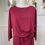 H by Halston  Red Blouson Style Faux Wrap Skirt Dress M Photo 3
