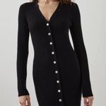 Rails NWOT Lorraine Long Sleeve Button Front Ribbed Sweater Midi Dress Black XS Photo 1