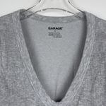 Garage  Gray Ribbed Cropped Top Deep V Neck Short Sleeve Top Size Small Photo 1