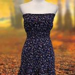 Strapless Blue Floral Dress Sz Medium Blue Photo 4