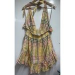 Aerie NEW  Spring Fling Gingham Dress Mini Ruffle Halter Open Back Cocktail LARGE Photo 3