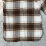 Banana Republic Women's Wool Blend Plaid Flannel Shirt Jacket Longline Brown M Photo 11