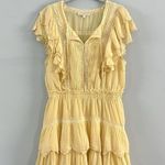 Love Shack Fancy  Darryl Lace Trim Pale Yellow Flutter Sleeve Ruffle Mini Dress Photo 3