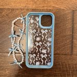 iPhone 14 EUC Floral Bow Phone Case with Pearl Bracelet Accessory Blue Photo 1