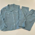 Fridaze‎ Linen Jacket and Pants Set Size Medium Blue Photo 0