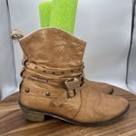 Steve Madden  Texic Ankle Bootie Boots Tan Leather Studded Western Boho Women 10M Photo 0