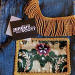 Jeremy Scott Abstract Patched Western Fringe Denim Pencil Skirt Size 4 NEW $705 Blue Photo 5