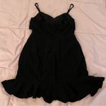 BANJUL NWT black textured cut out lined front ties LBD mini dress, size L summer Photo 12