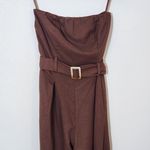 Monteau  Brown Strapless Wide Leg Jumpsuit with Belt NWOT Size Small Photo 2