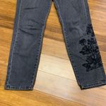 American Eagle Outfitters Black Embroidered Mom Jeans Womens Size 0 High Rise Photo 2