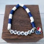 America Theme Stretch Bracelet Red, White, Blue Photo 0