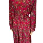 Andrea Gayle Petites Vintage 90s Red Eclectic Paisley Floral Secretary Dress Size 12 Photo 0