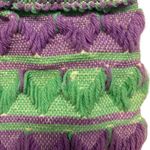 Vintage Novelty Woven Hand Bag Purple Green Lucite Handle Photo 4
