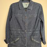 Chico's  Elongated Denim Jacket Size 1 M/8 Rose Moon Indigo LS Button‎ Up Photo 1