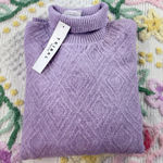 Tribal Turtle Neck Argyle Knit Sweater Pullover Lilac Purple Women's P M Size undefined Photo 0