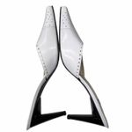 Stuart Weitzman  Leather Lasercut Accents Mules 9.5 White Pointed Heels Luxury Photo 7