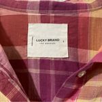 Lucky Brand  Women's Pink & Yellow Plaid Shirt Size L Boyfriend Button Down Top Photo 3