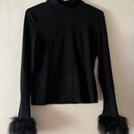 SheIn Long Sleeve Fur Sleeve Top Photo 5
