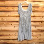 Mac Duggal 5434 Short Sleeve Beaded A-line Tea Length Dress Photo 11